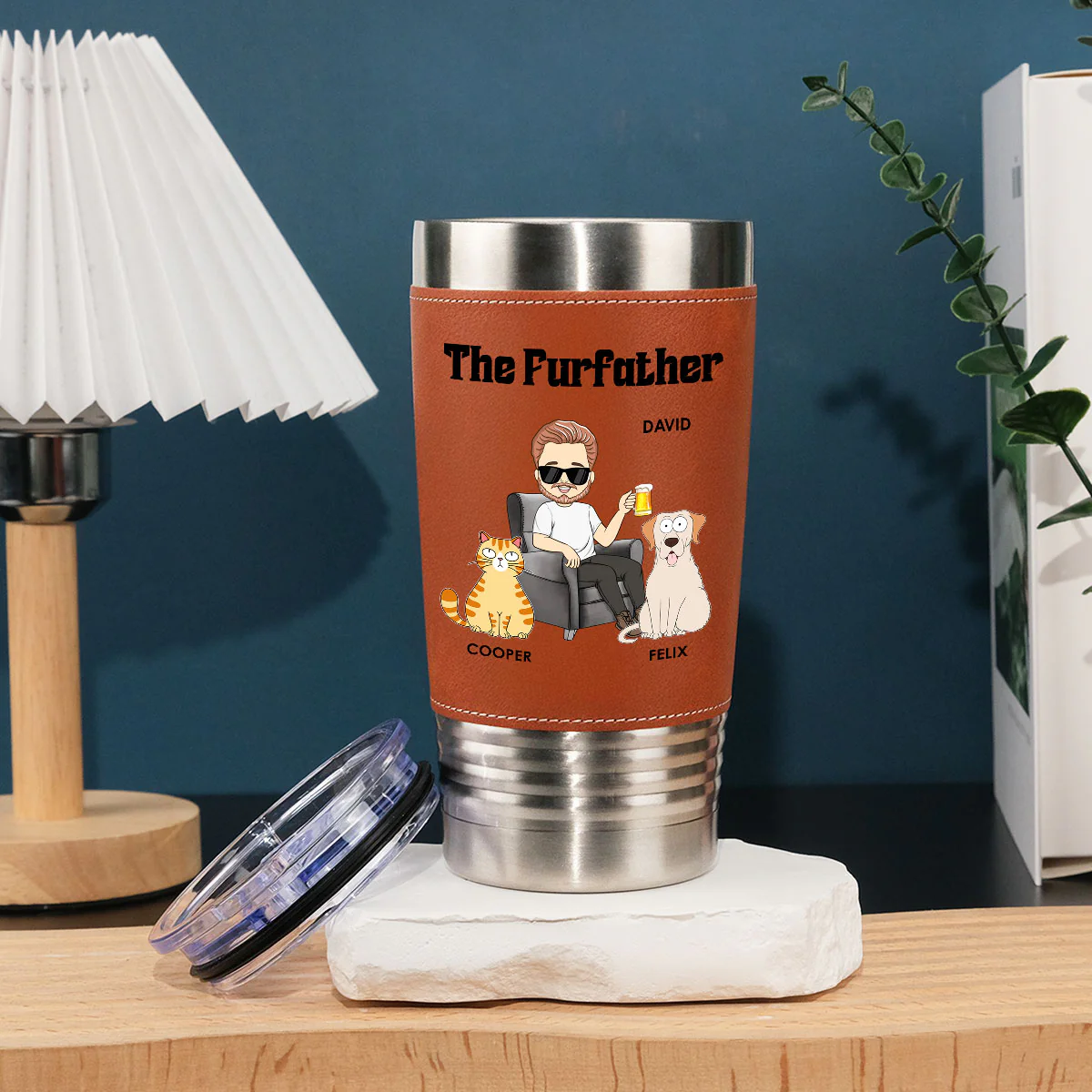 The Furfather - Personalized Custom Leather Tumbler - Image 3