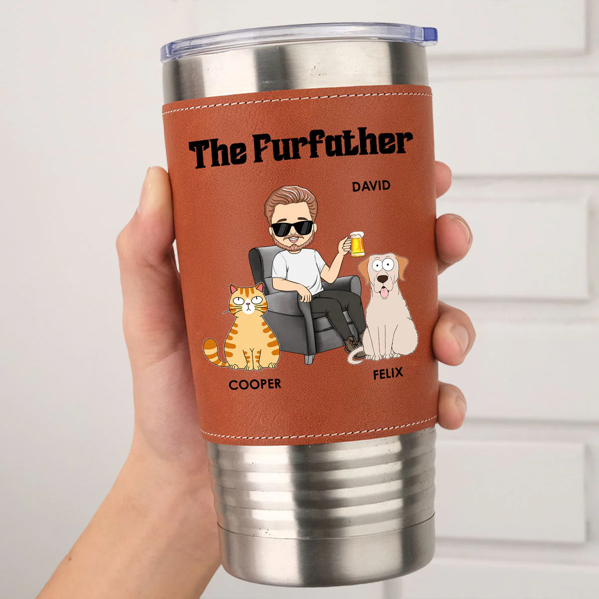 The Furfather - Personalized Custom Leather Tumbler - Image 5