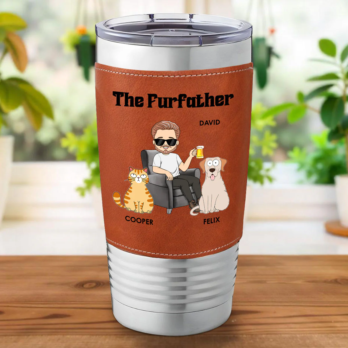 The Furfather - Personalized Custom Leather Tumbler - Image 6