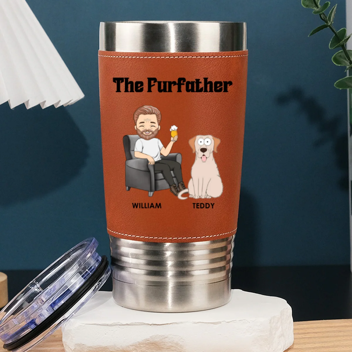 The Furfather - Personalized Custom Leather Tumbler - Image 7