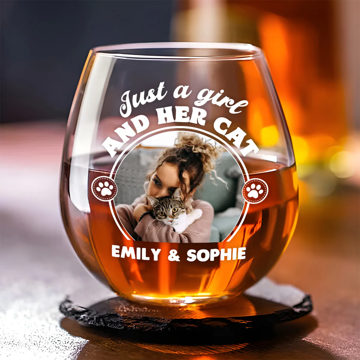 The Girl And The Dog Photo - Personalized Custom Wine Glass