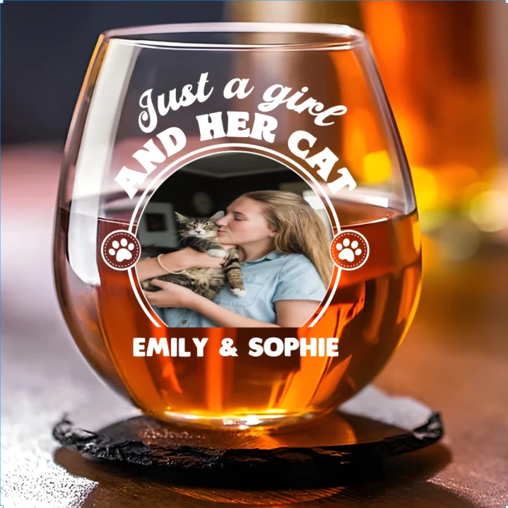 The Girl And The Dog Photo - Personalized Custom Wine Glass - Image 3