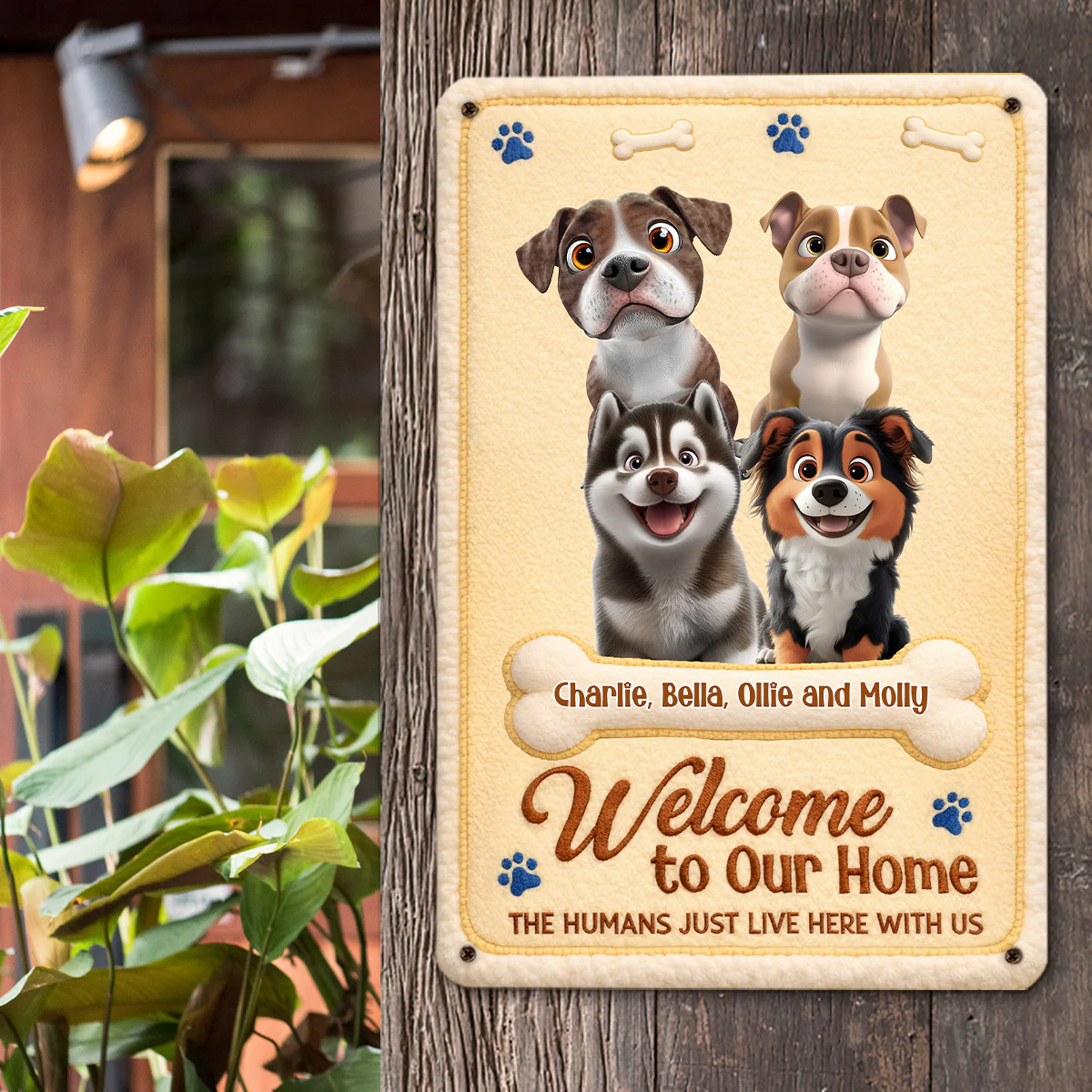 The Humans Live With Lovely Dogs - Personalized Custom 3D Effect Metal Sign - Image 4