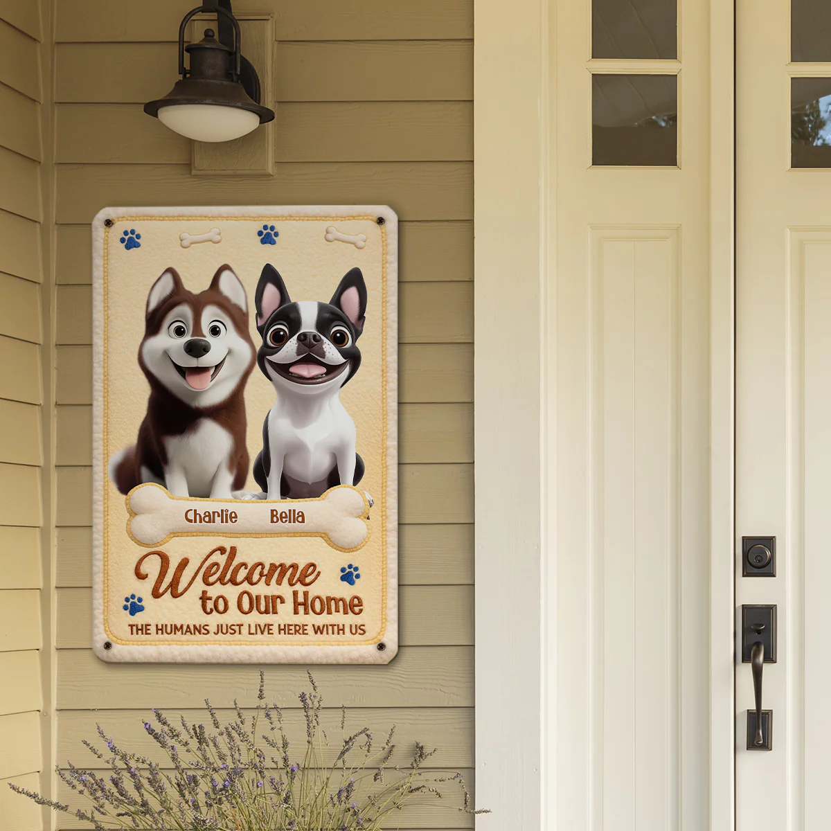 The Humans Live With Lovely Dogs - Personalized Custom 3D Effect Metal Sign - Image 5