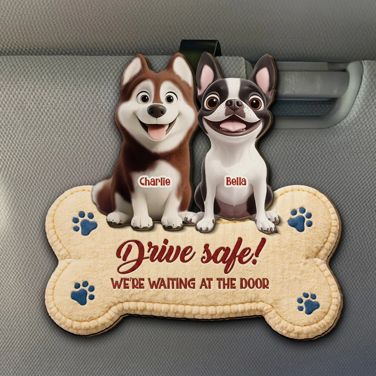 The Humans Live With Lovely Dogs - Personalized Custom Car Visor Clip