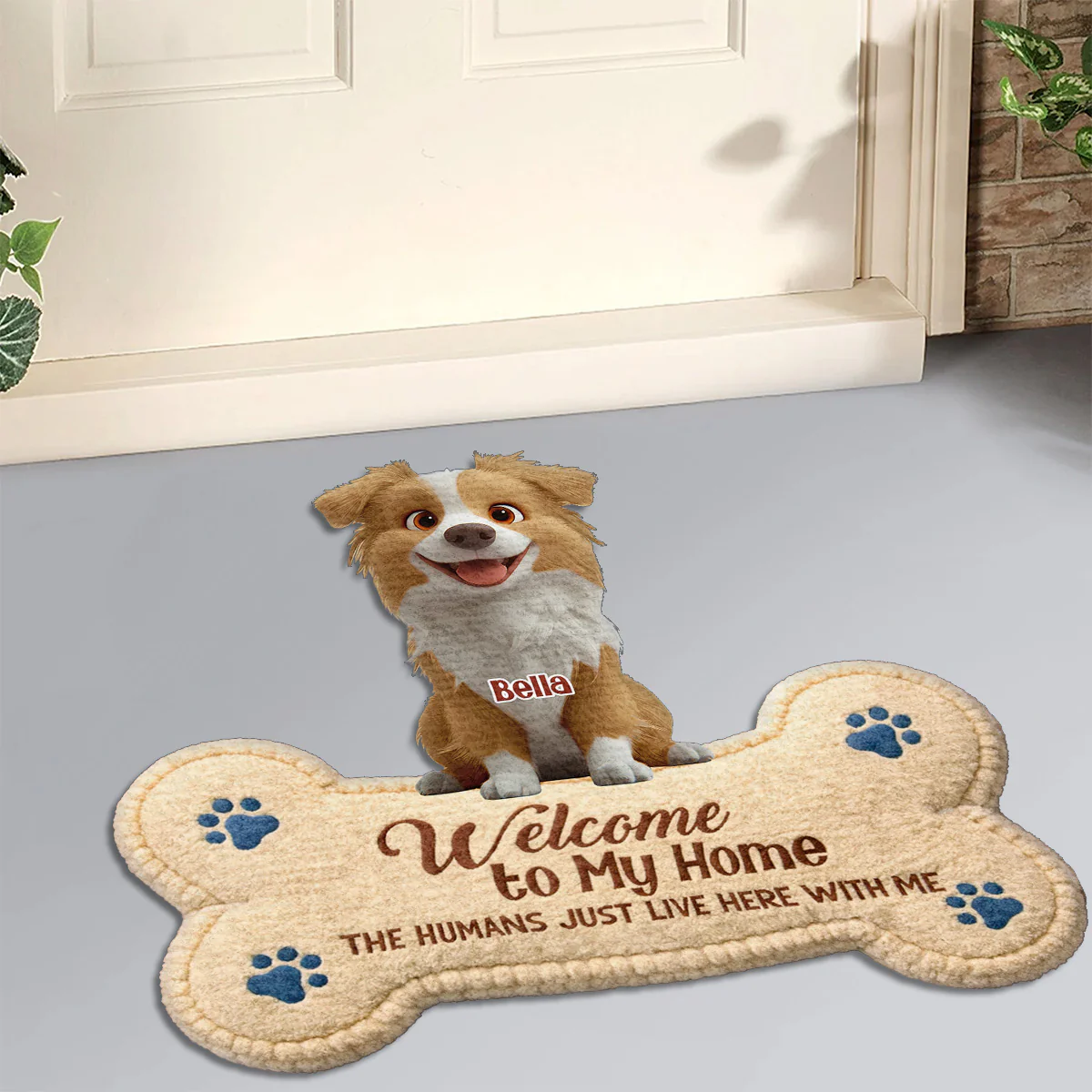 The Humans Live With Lovely Dogs - Personalized Custom Doormat - Image 2