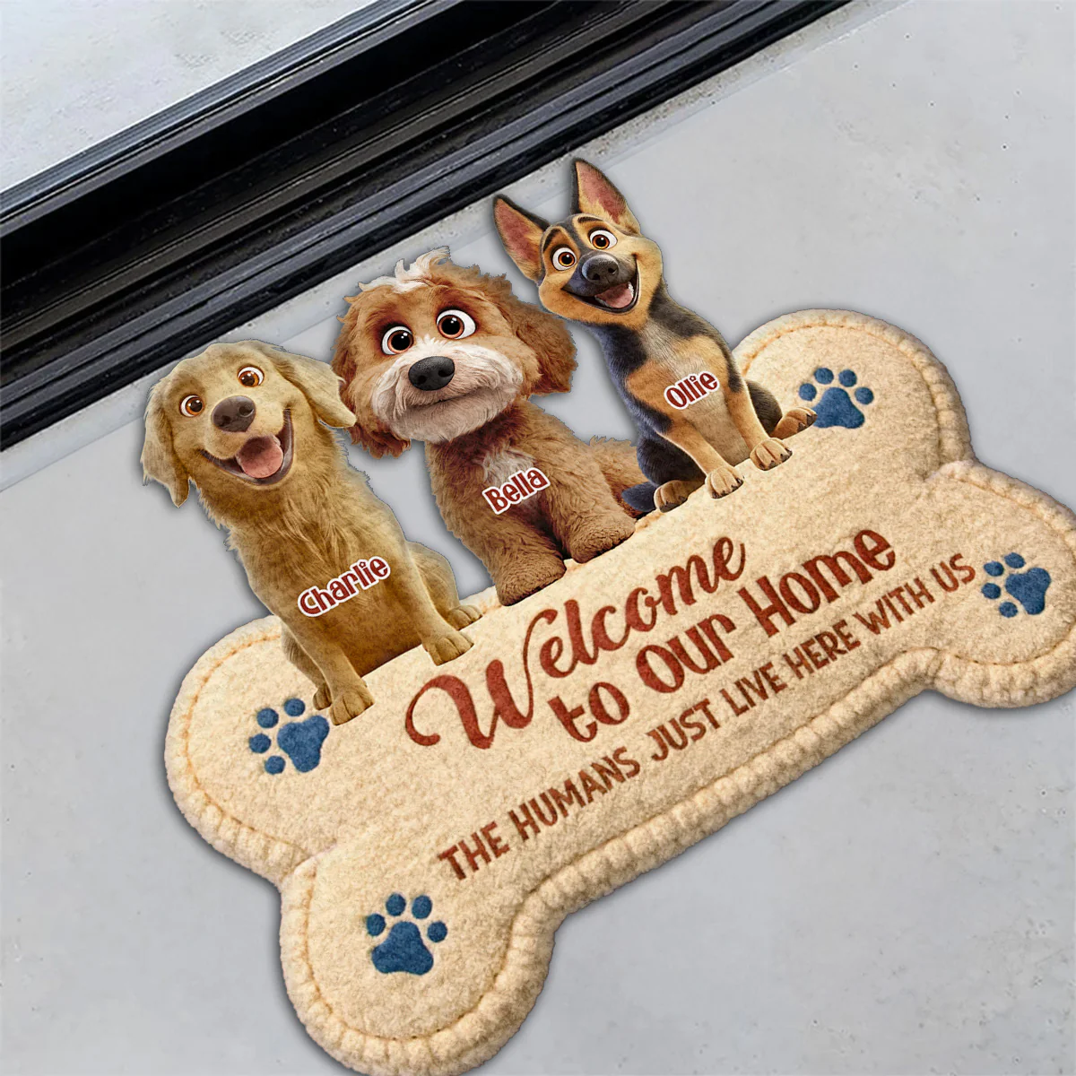 The Humans Live With Lovely Dogs - Personalized Custom Doormat - Image 3