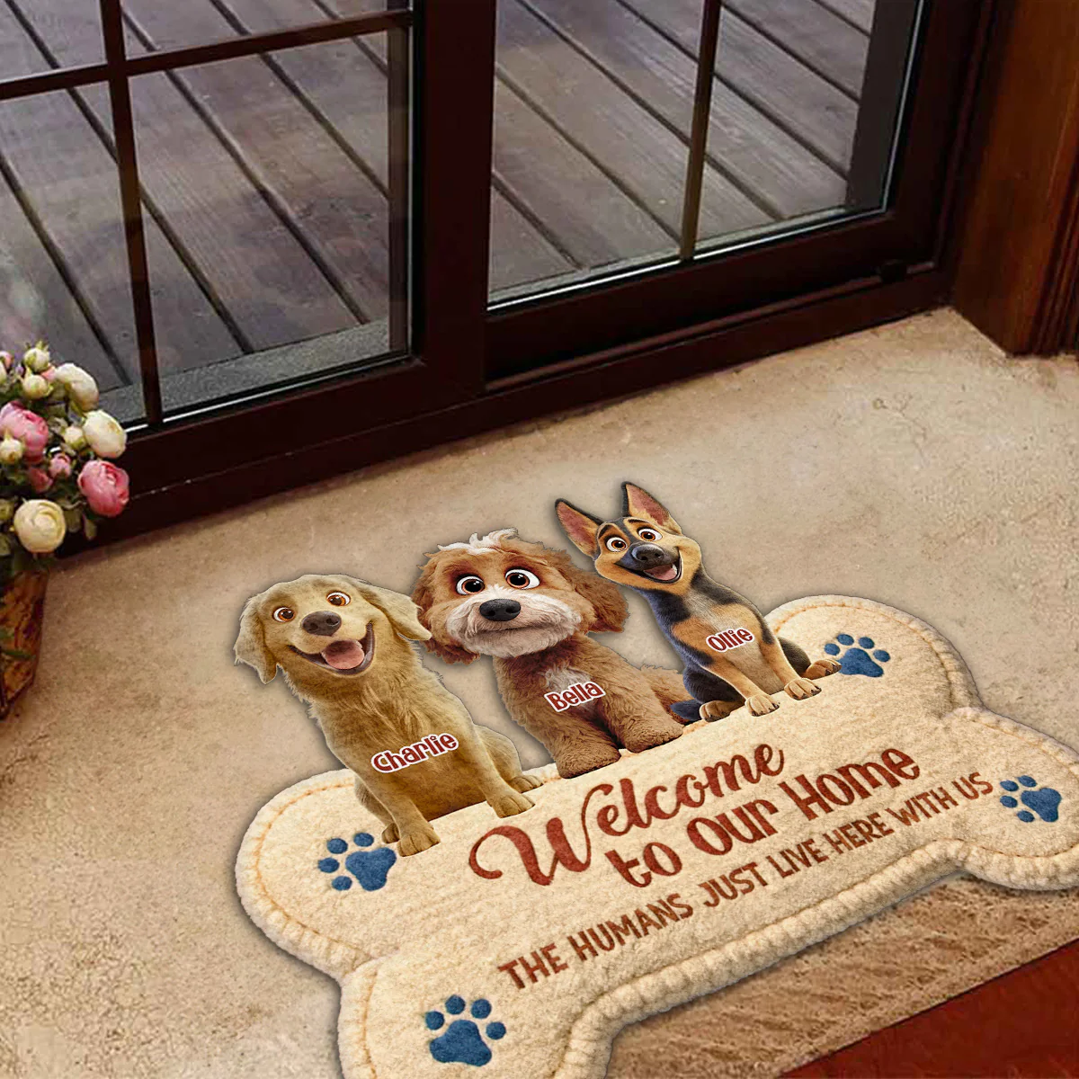 The Humans Live With Lovely Dogs - Personalized Custom Doormat - Image 4
