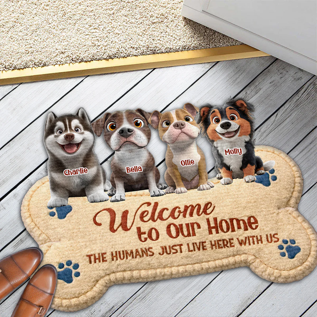 The Humans Live With Lovely Dogs - Personalized Custom Doormat - Image 5