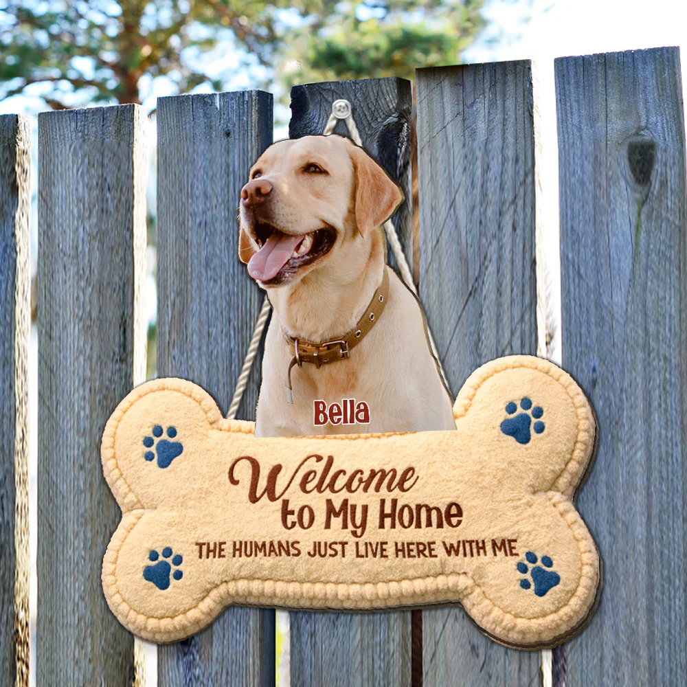 The Humans Live With Lovely Dogs Photo - Personalized Custom Wood Sign