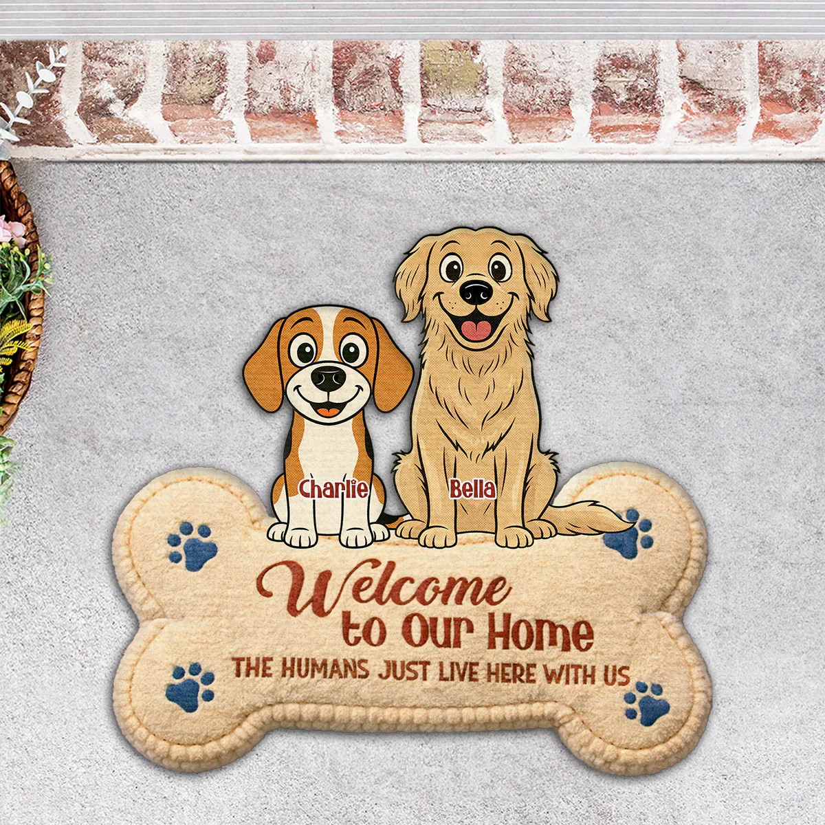 The Humans Live With Storybook Dogs - Personalized Custom Doormat - Image 2
