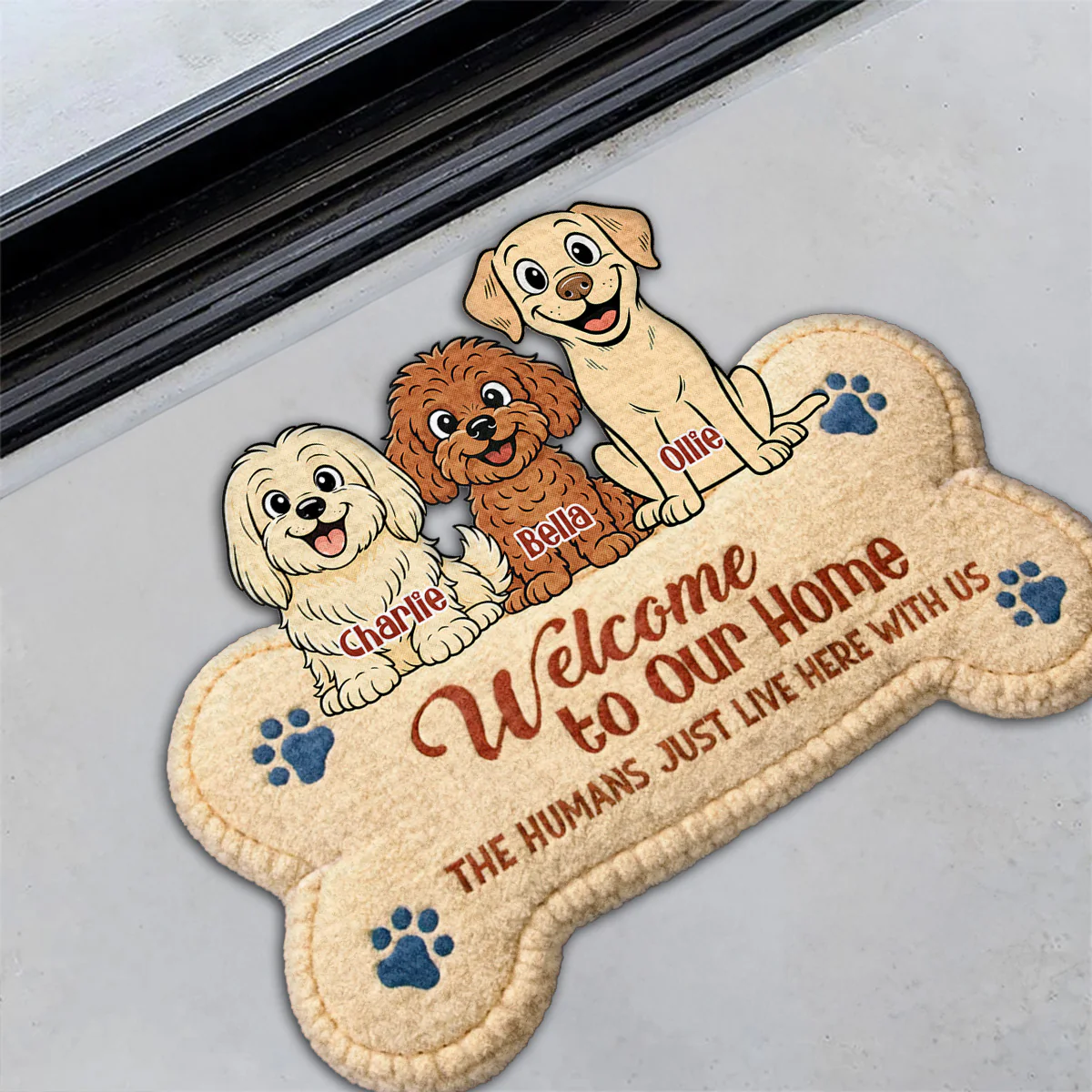 The Humans Live With Storybook Dogs - Personalized Custom Doormat - Image 4
