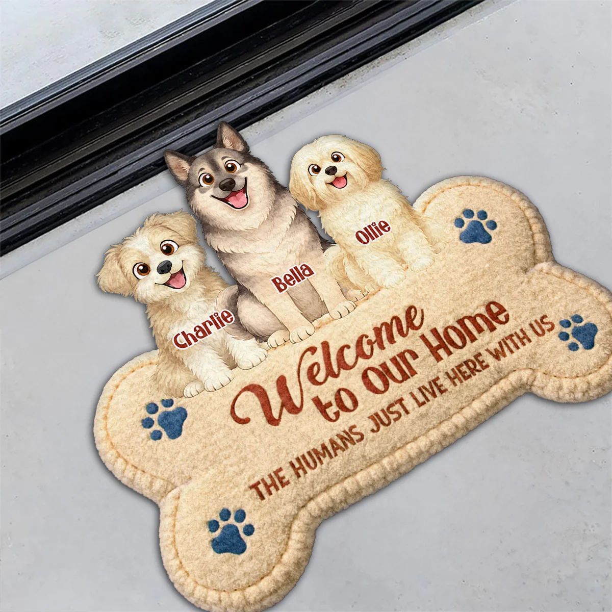 The Humans Live With Storybook Dogs - Personalized Custom Doormat - Image 3
