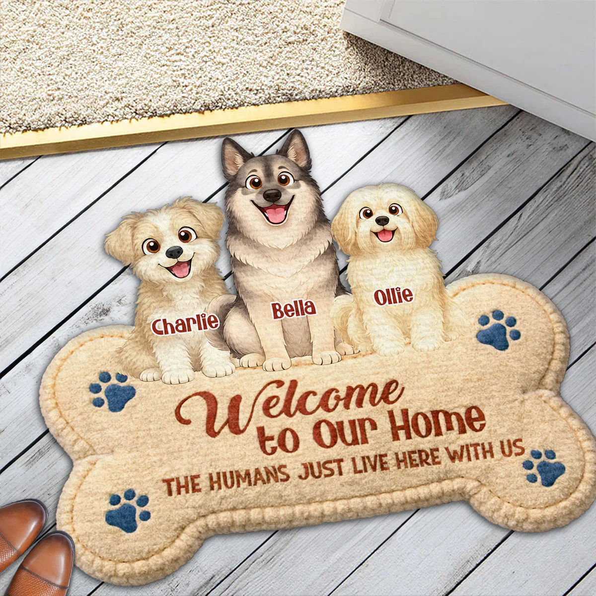 The Humans Live With Storybook Dogs - Personalized Custom Doormat - Image 5