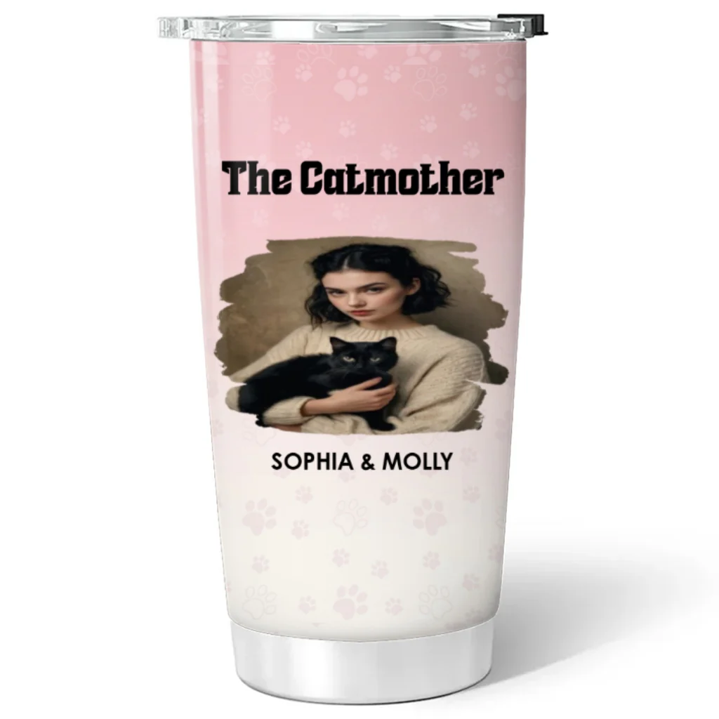 The Lovely Catmother Photo - Personalized Custom Tumbler - Image 3