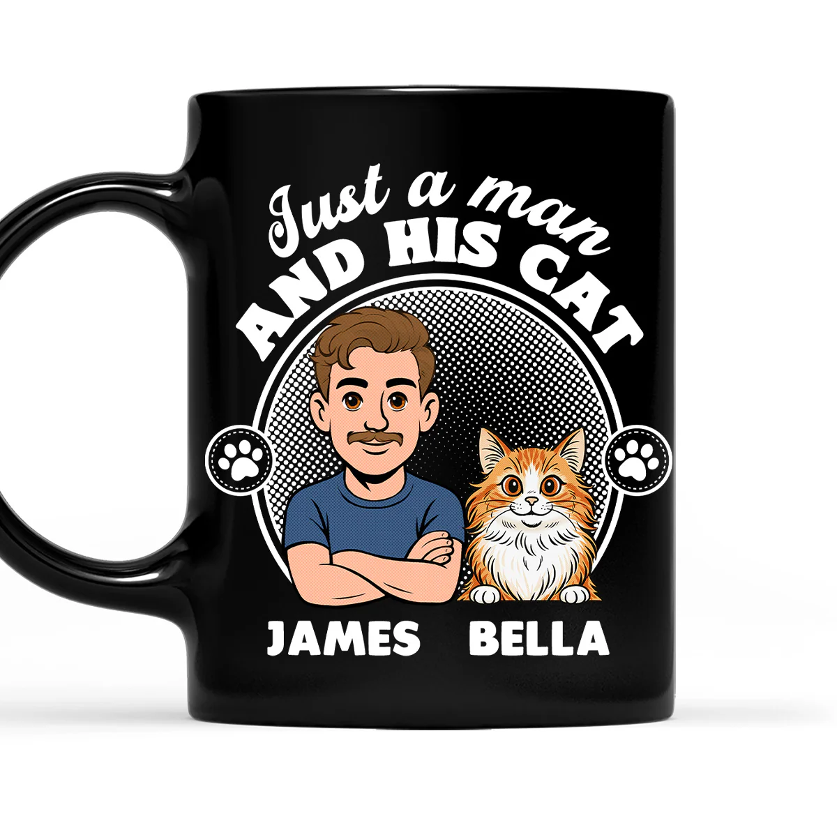 The Man And The Cat - Personalized Custom Coffee Mug