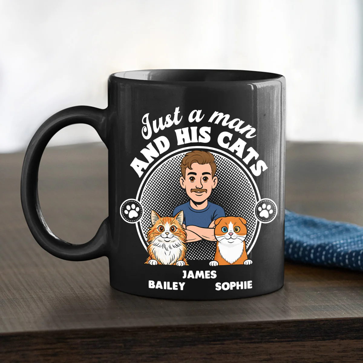The Man And The Cat - Personalized Custom Coffee Mug - Image 3