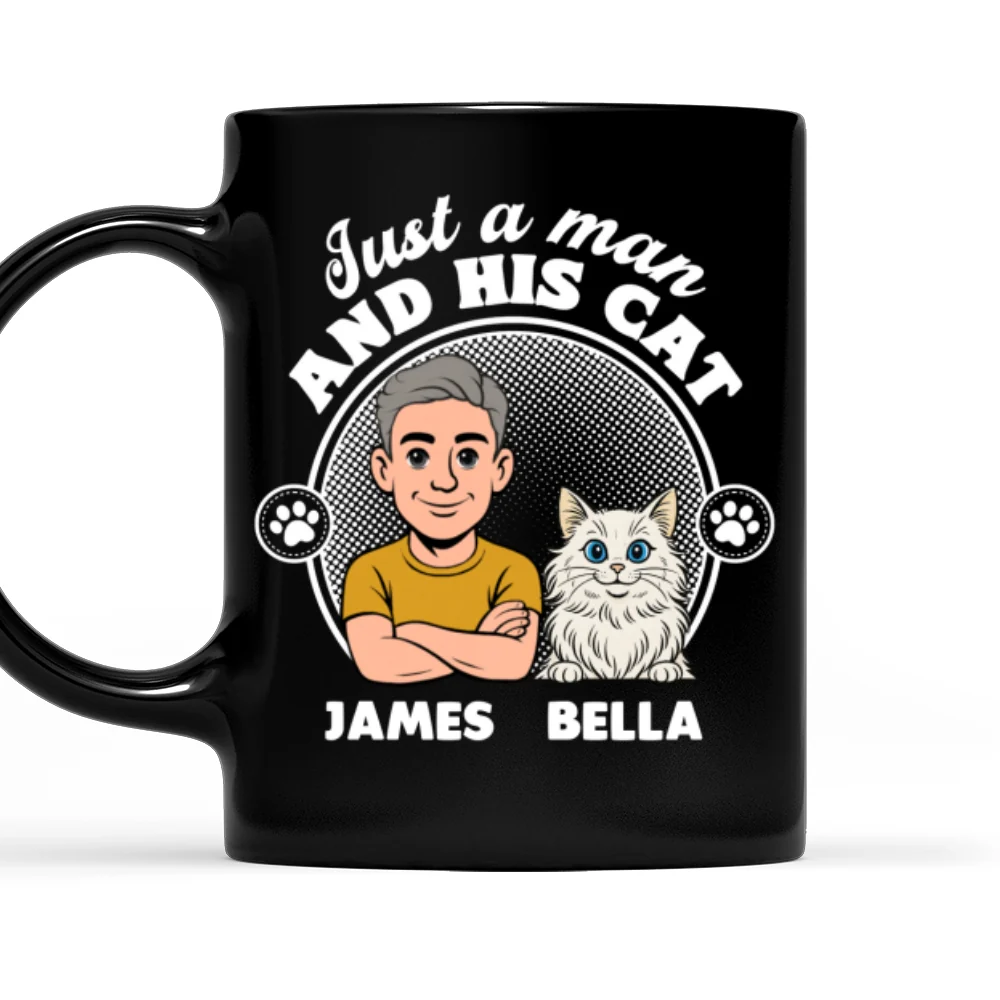 The Man And The Cat - Personalized Custom Coffee Mug - Image 7