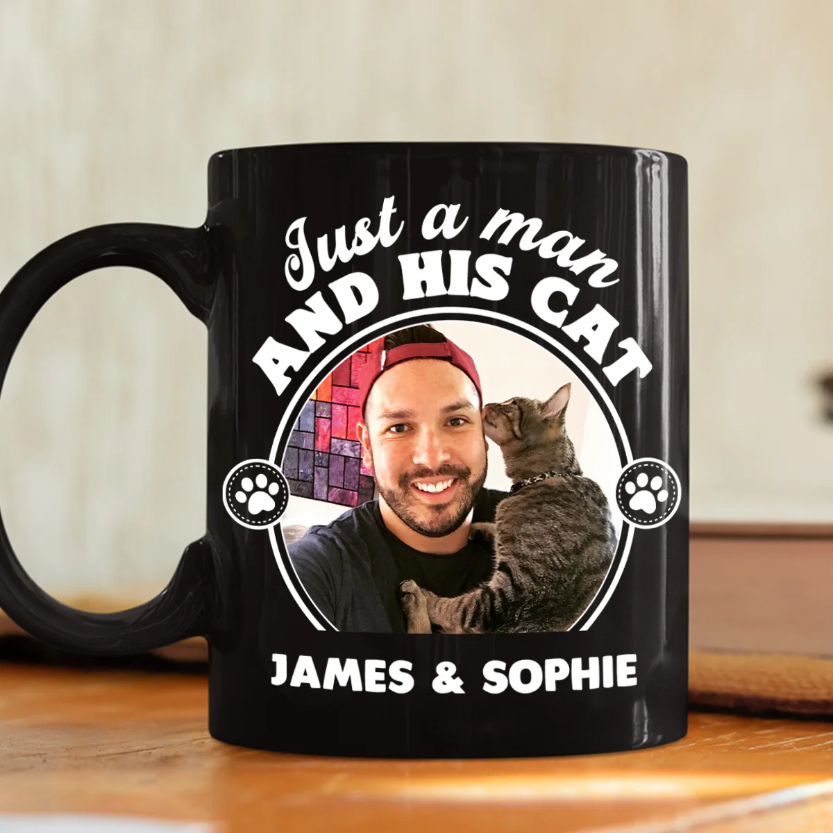 The Man And The Cat Photo - Personalized Custom Coffee Mug - Image 2