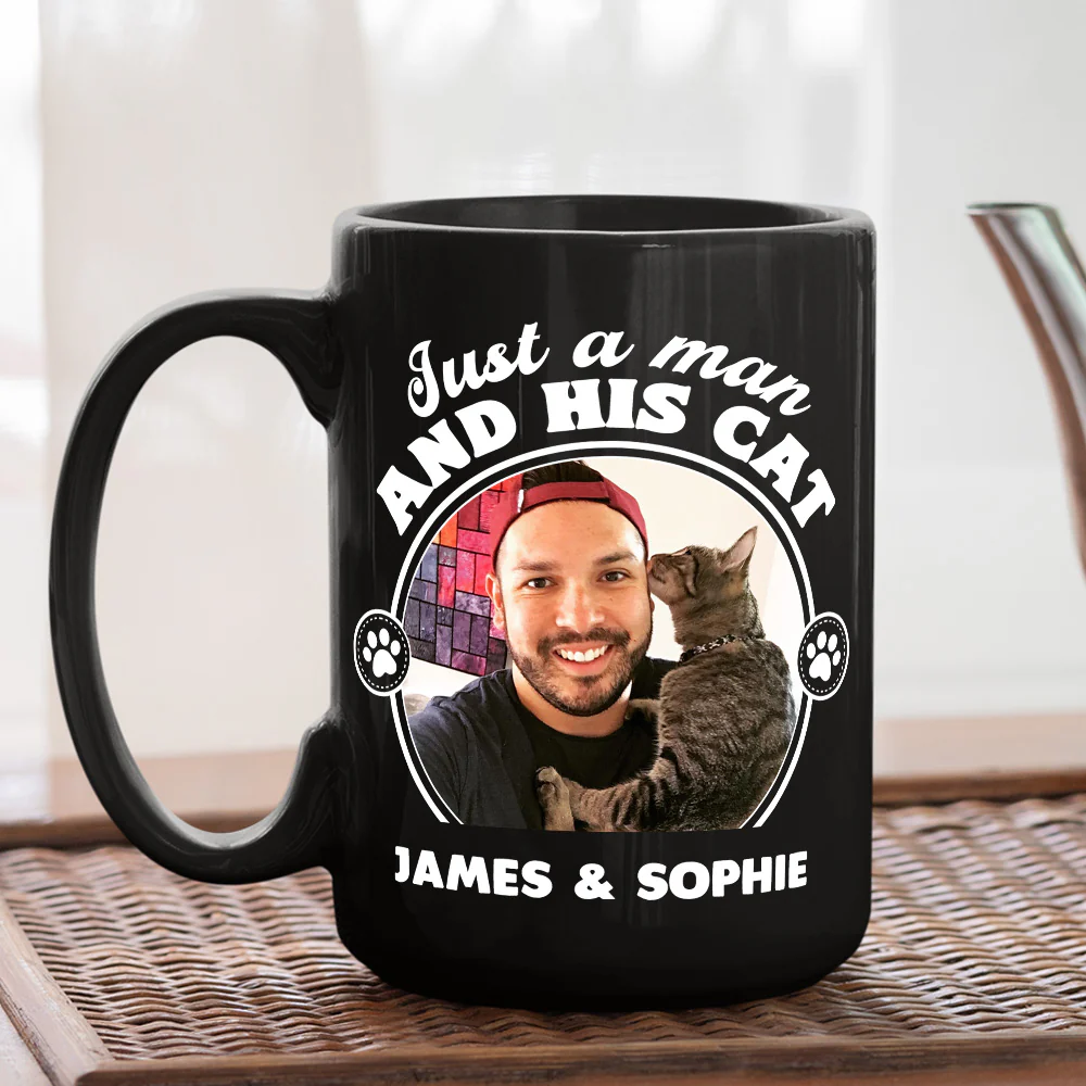 The Man And The Cat Photo - Personalized Custom Coffee Mug - Image 3