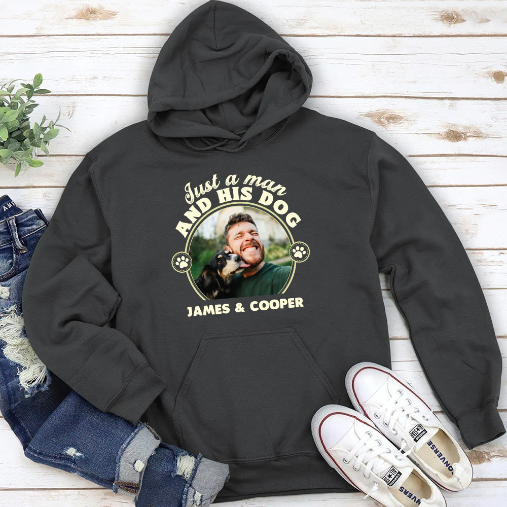 The Man And The Dog Photo - Personalized Custom Hoodie - Image 3
