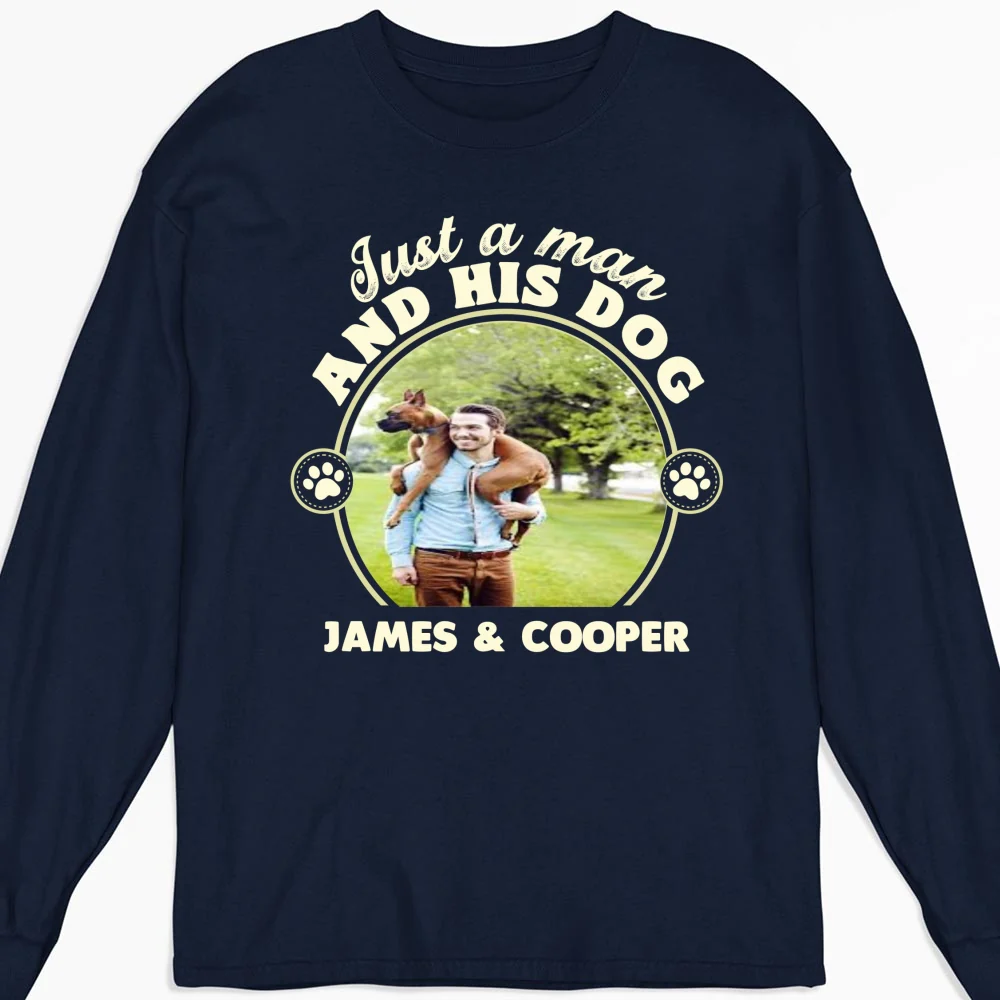 The Man And The Dog Photo - Personalized Custom Long Sleeve T-Shirt - Image 5