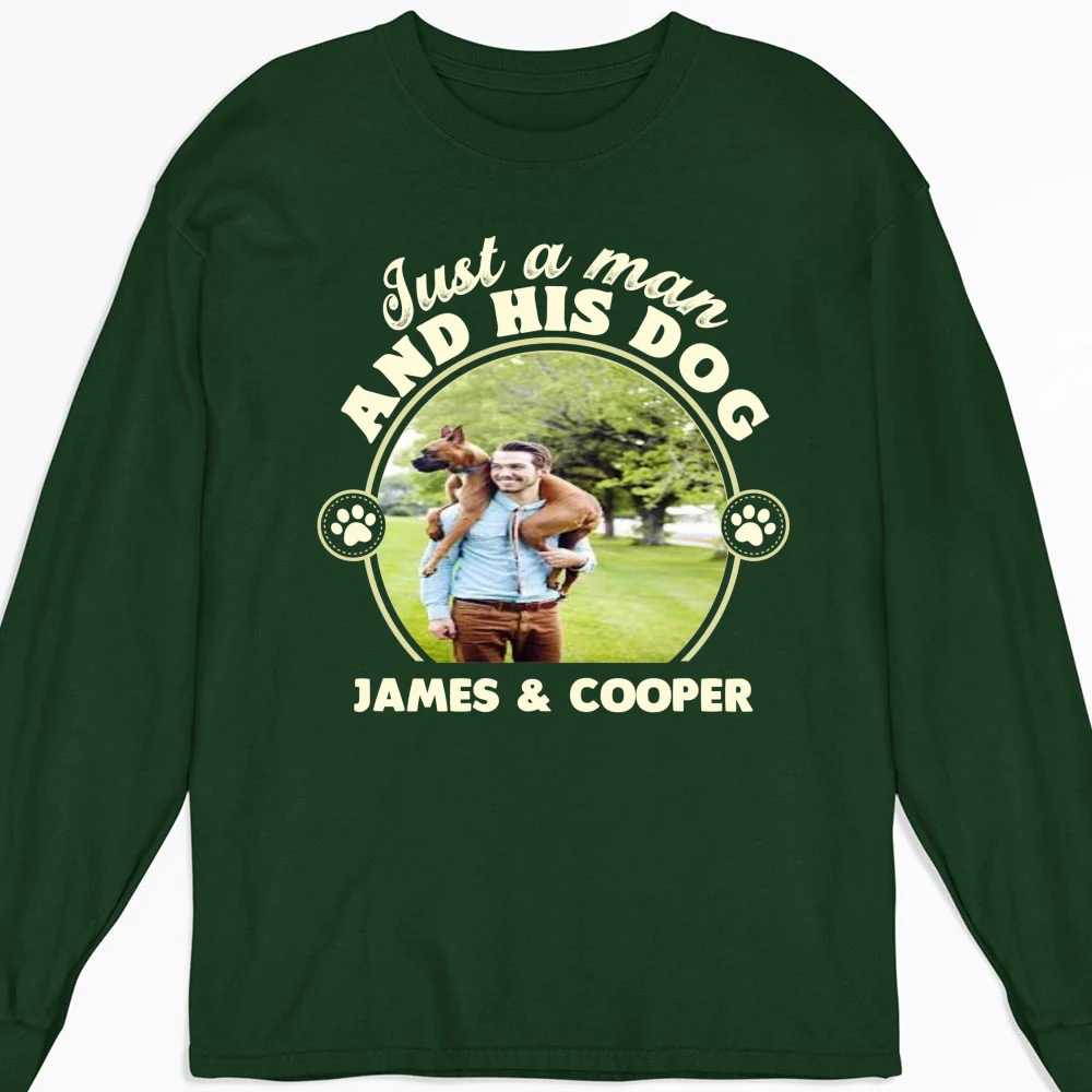 The Man And The Dog Photo - Personalized Custom Long Sleeve T-Shirt - Image 6