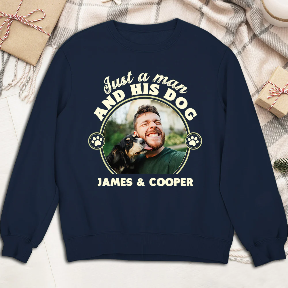 The Man And The Dog Photo - Personalized Custom Sweatshirt - Image 2