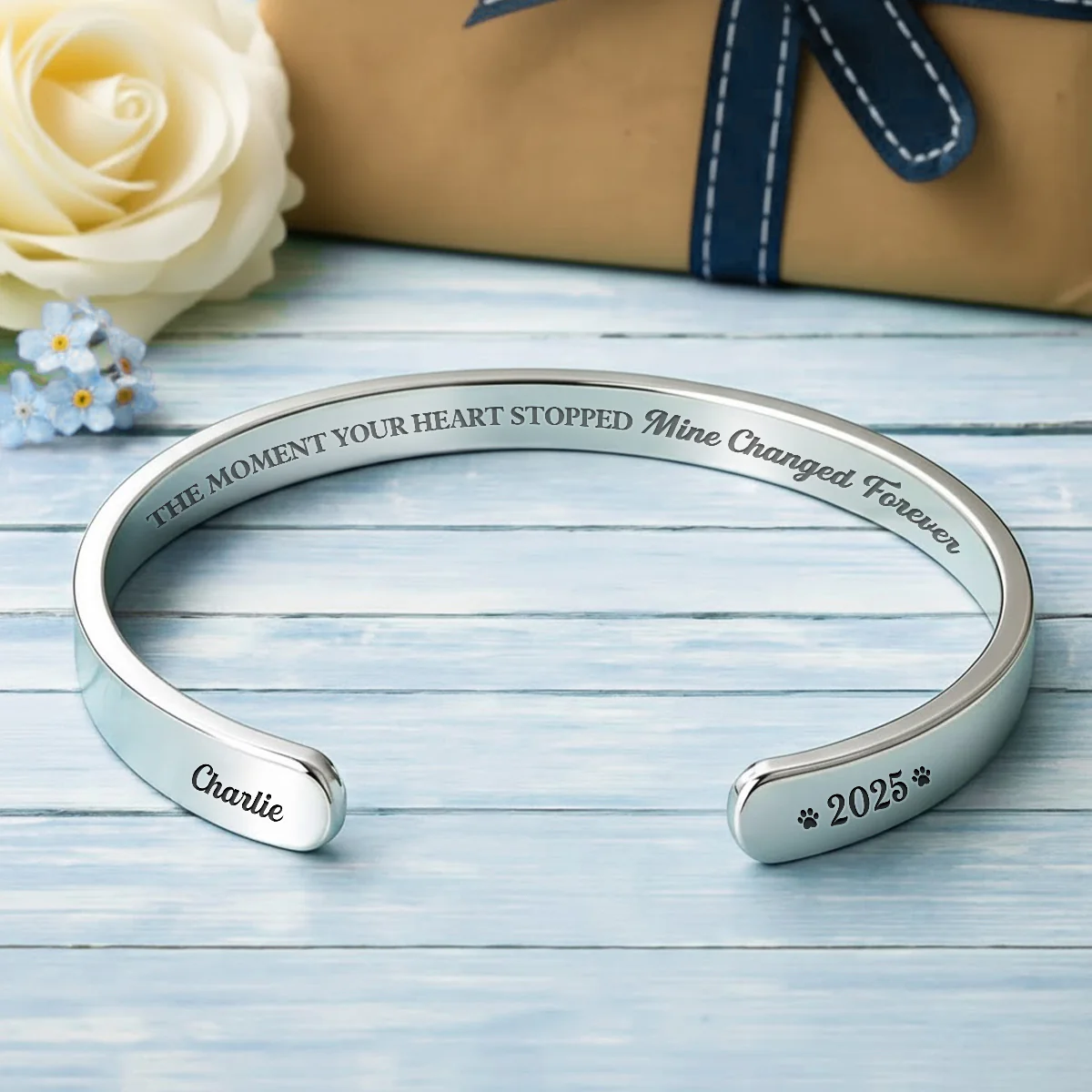 The Moment Your Heart Stopped - Personalized Custom Bracelet Cuff