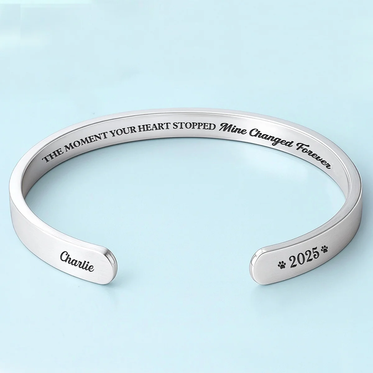 The Moment Your Heart Stopped - Personalized Custom Bracelet Cuff - Image 4
