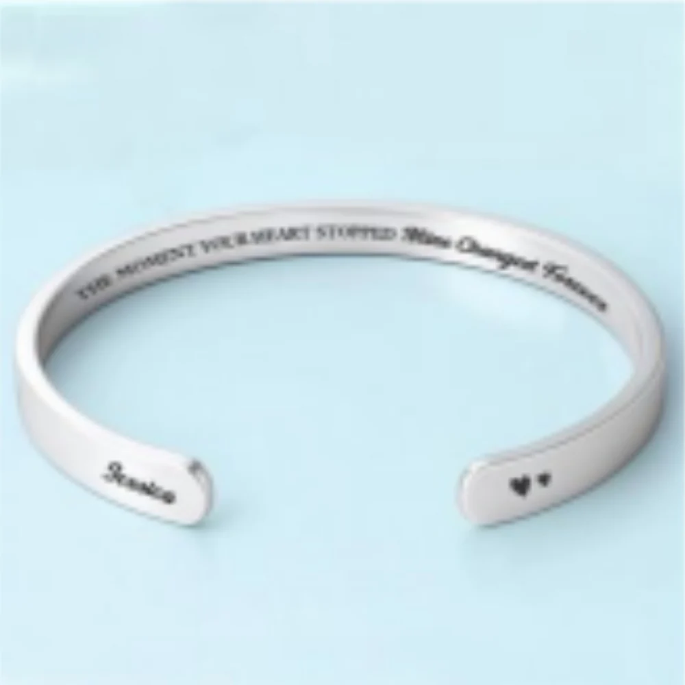 The Moment Your Heart Stopped - Personalized Custom Bracelet Cuff - Image 6
