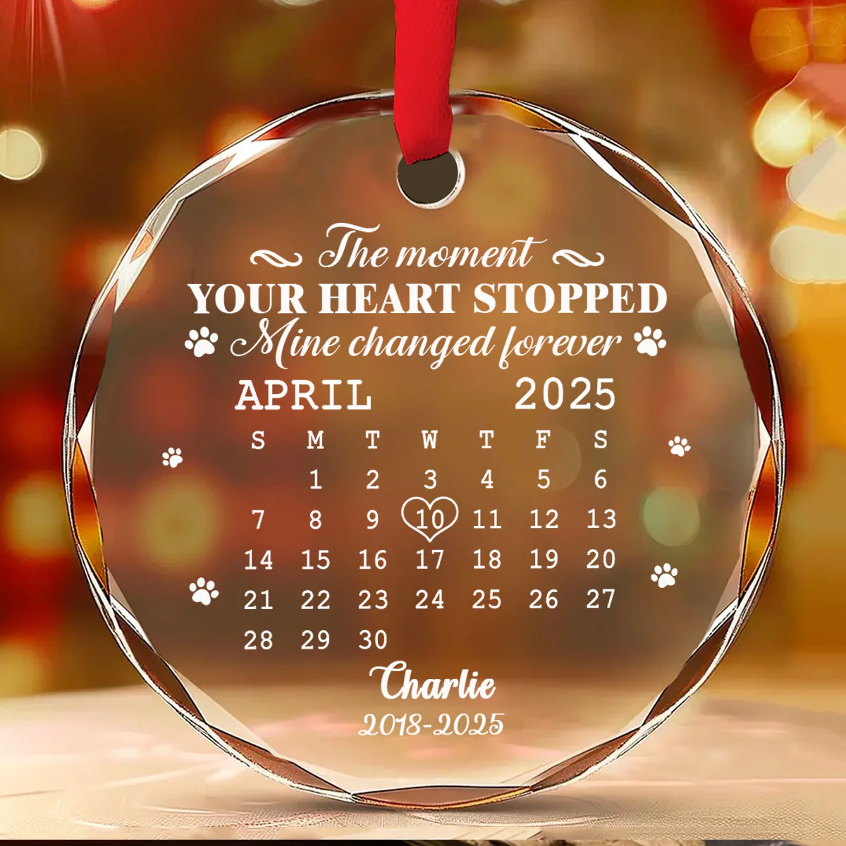 The Moment Your Heart Stopped - Personalized Custom Glass Ornament - Image 2