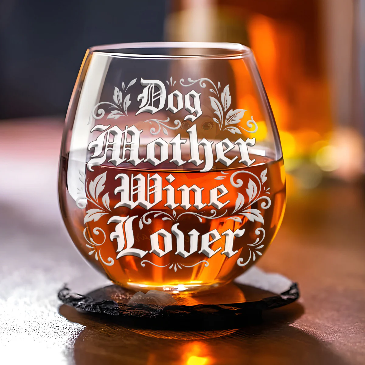 The One Who Loves Dog - Personalized Custom 3D Effect Wine Glass - Image 2