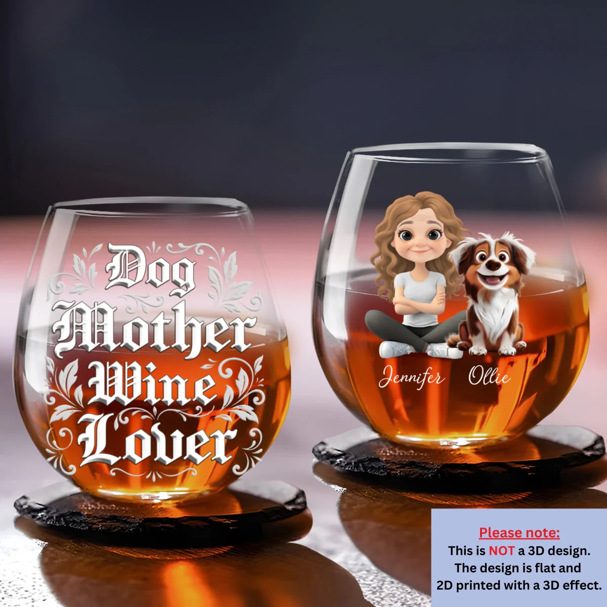 The One Who Loves Dog - Personalized Custom 3D Effect Wine Glass - Image 6