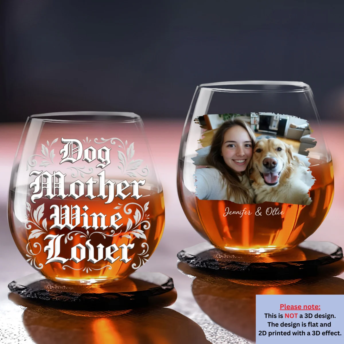 The One Who Loves Dog Photo - Personalized Custom 3D Effect Wine Glass - Image 4