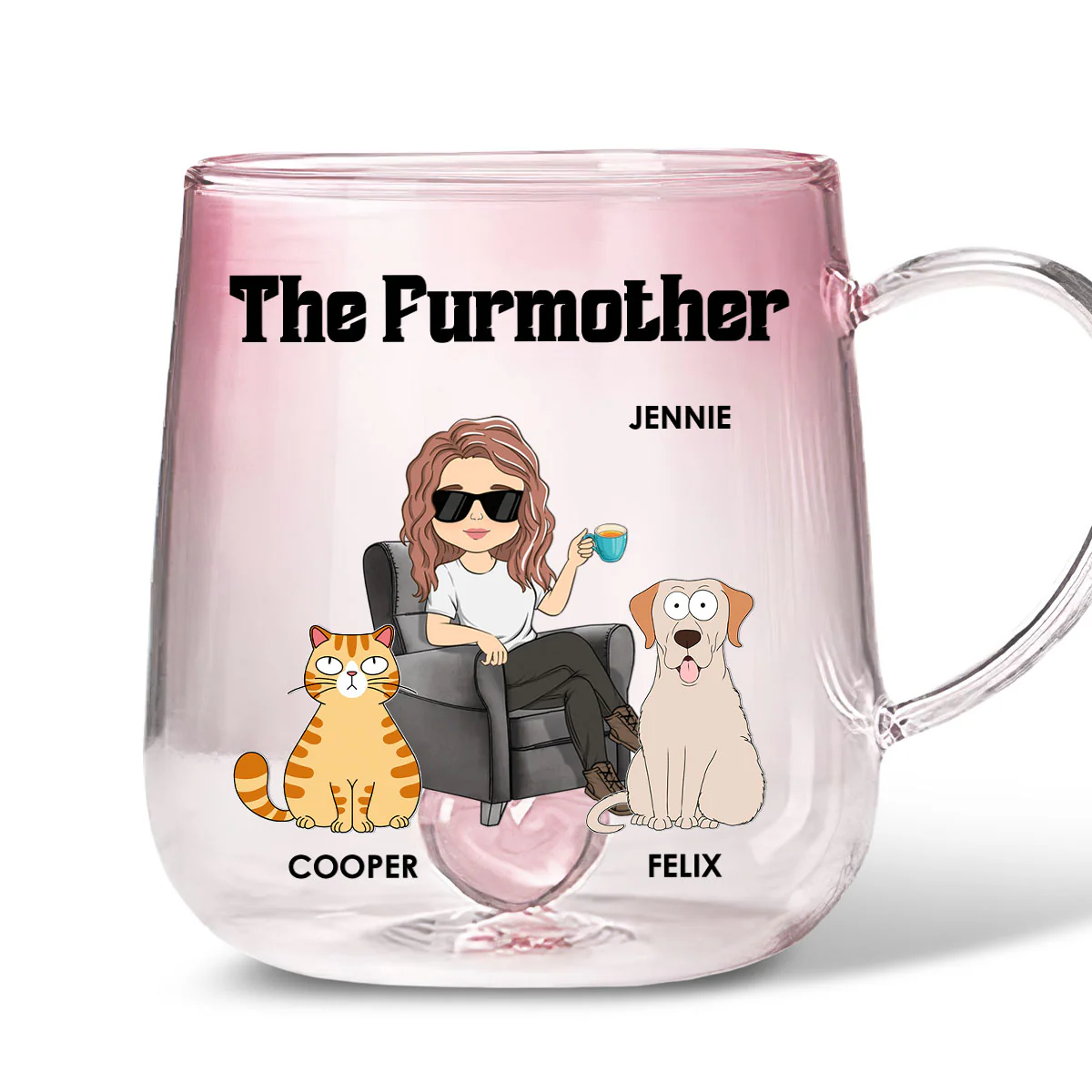 The Petmother - Personalized Custom Pink Gradient Glass Mug