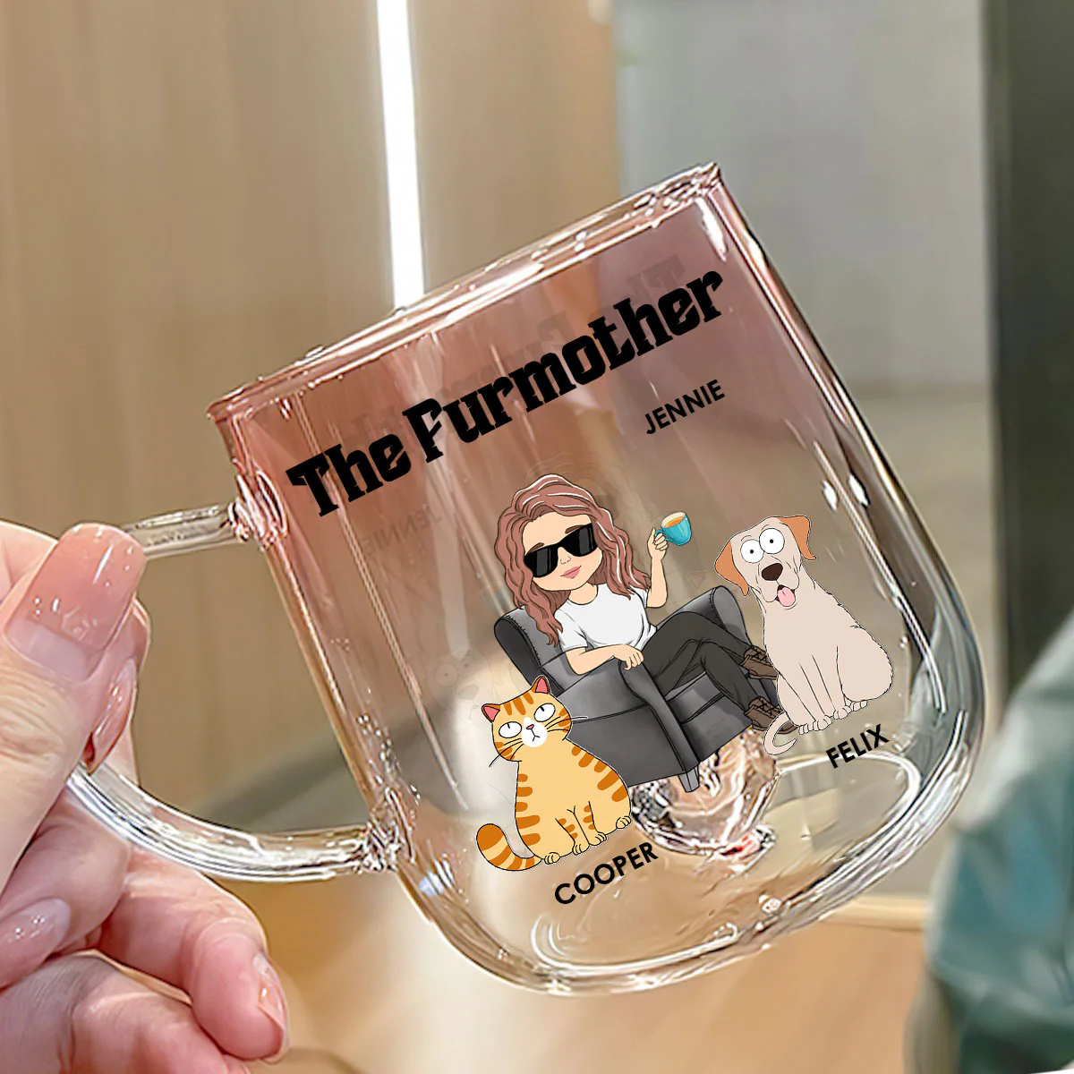 The Petmother - Personalized Custom Pink Gradient Glass Mug - Image 2