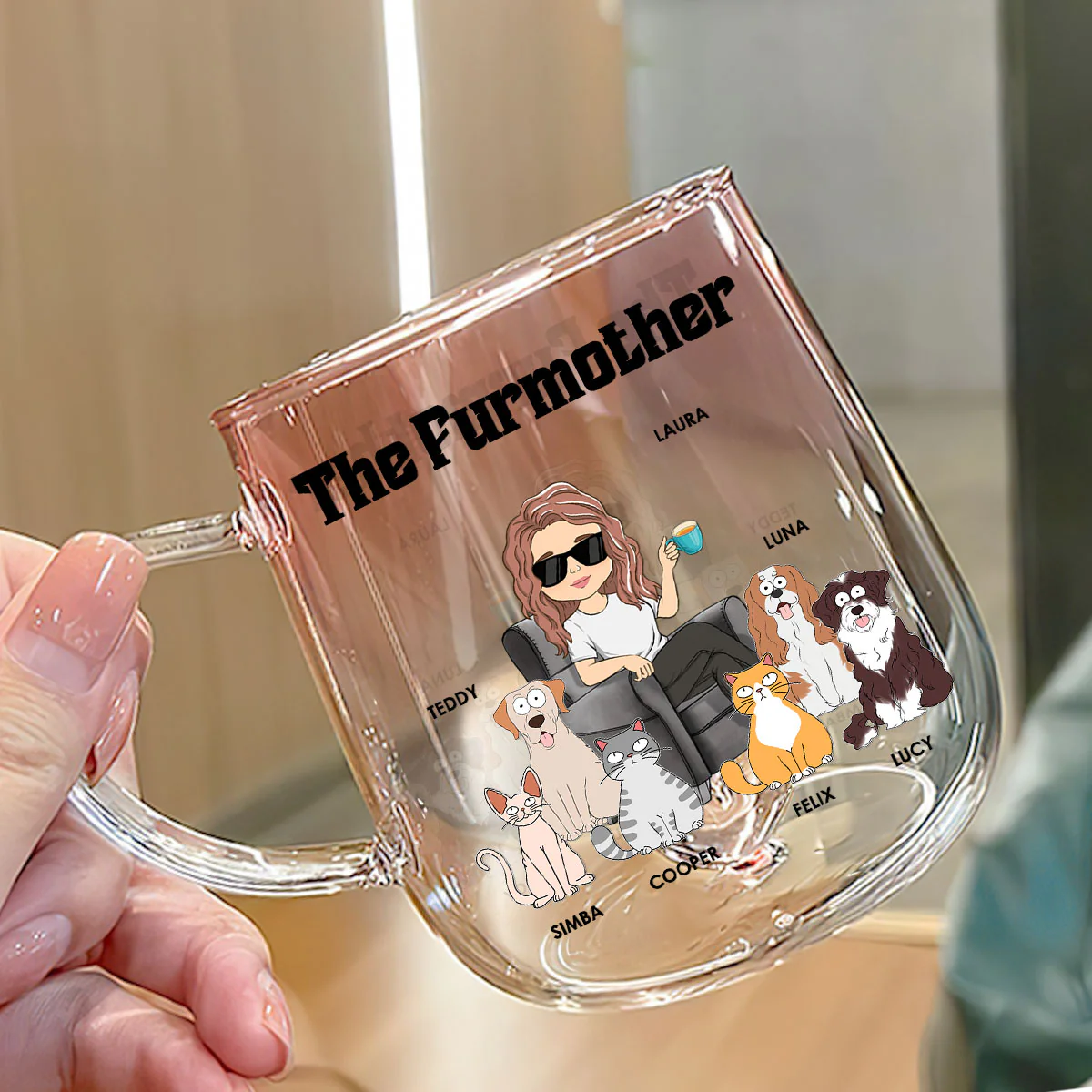 The Petmother - Personalized Custom Pink Gradient Glass Mug - Image 5