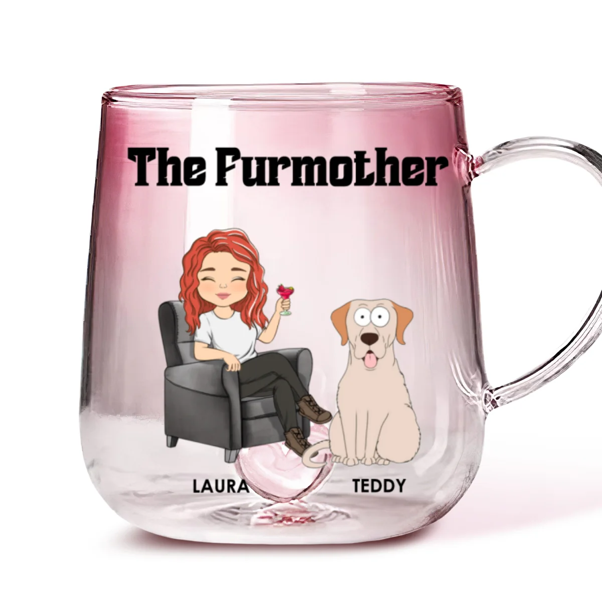 The Petmother - Personalized Custom Pink Gradient Glass Mug - Image 7