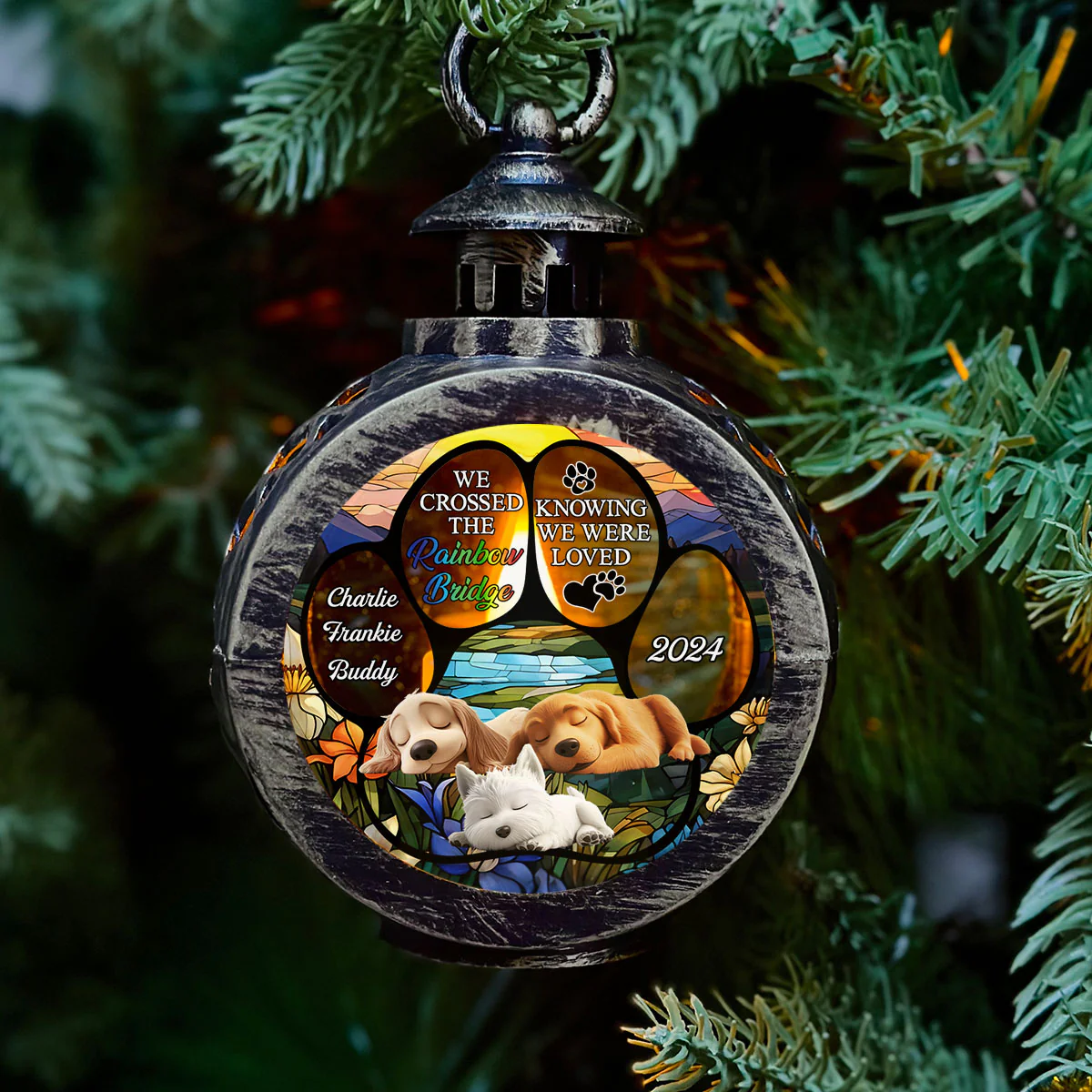 The Rainbow Bridge - Personalized Custom Christmas Lantern - Image 2