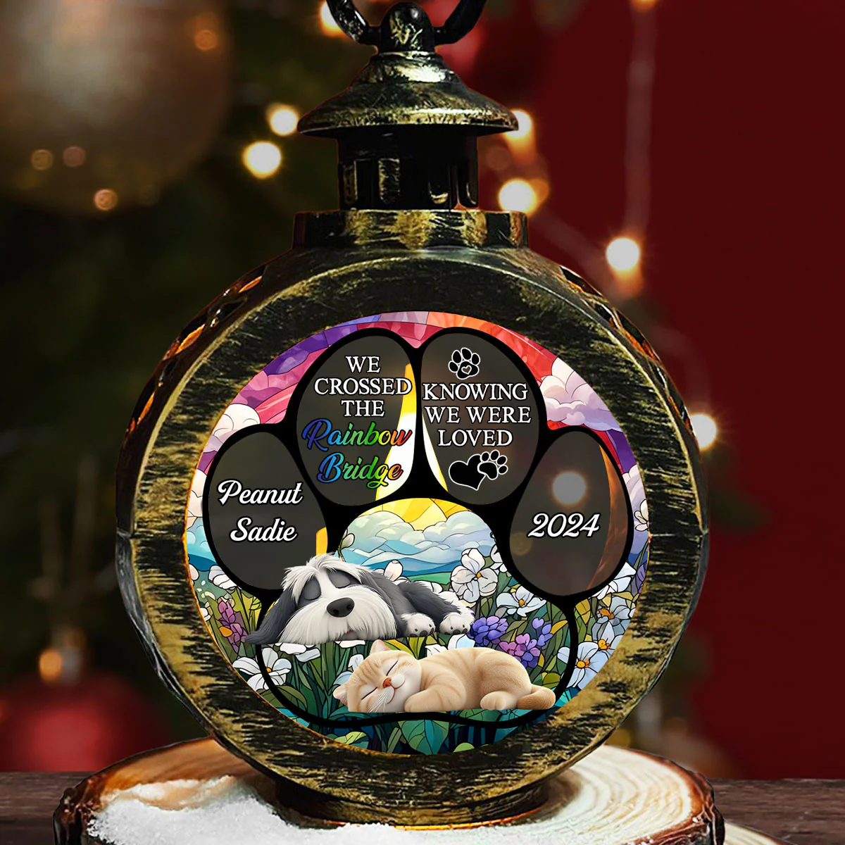 The Rainbow Bridge Pet - Personalized Custom Christmas Lantern