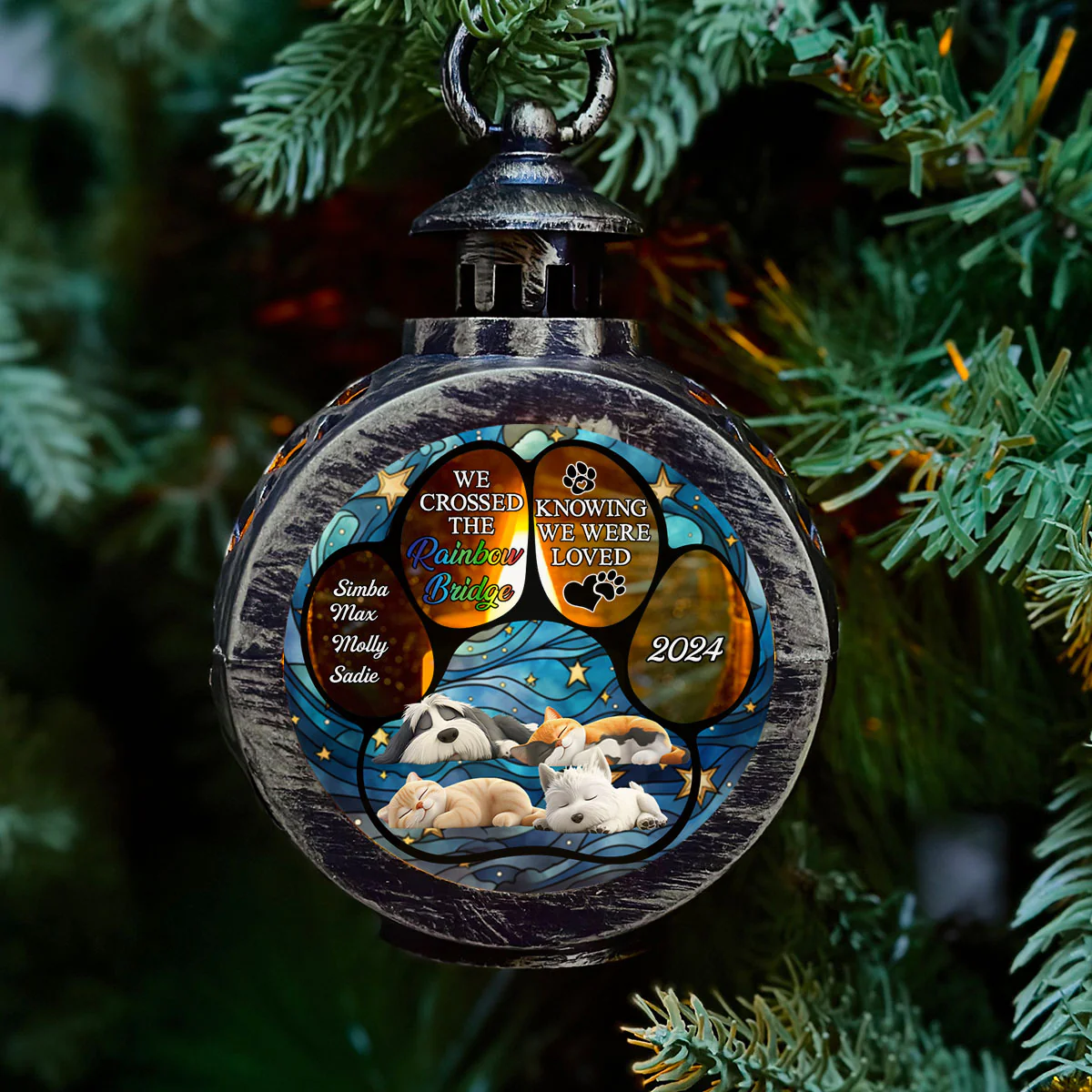 The Rainbow Bridge Pet - Personalized Custom Christmas Lantern - Image 3