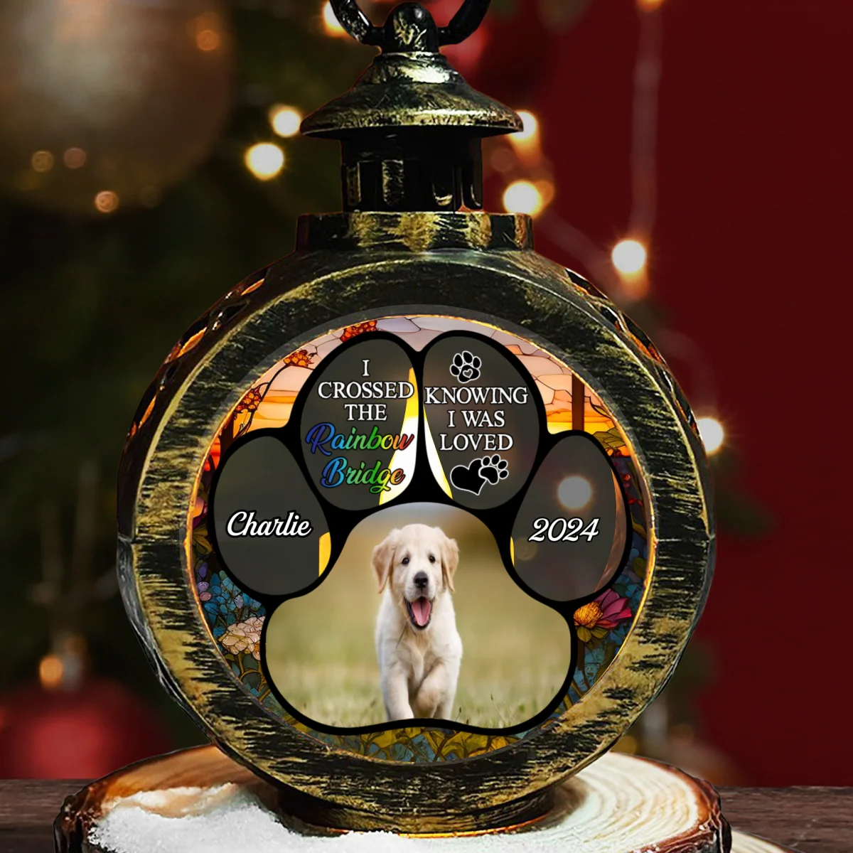 The Rainbow Bridge Photo - Personalized Custom Christmas Lantern - Image 5