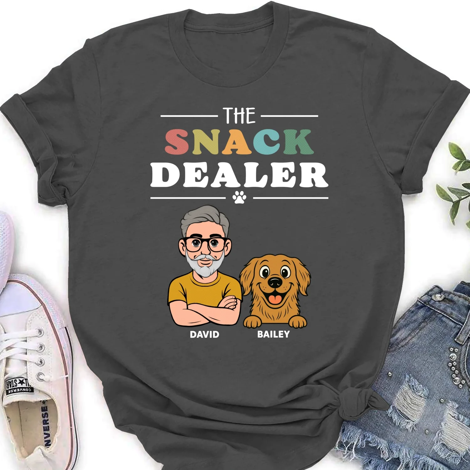 The Snack Dealer And Comic Dogs - Personalized Custom Women's T-shirt - Image 9
