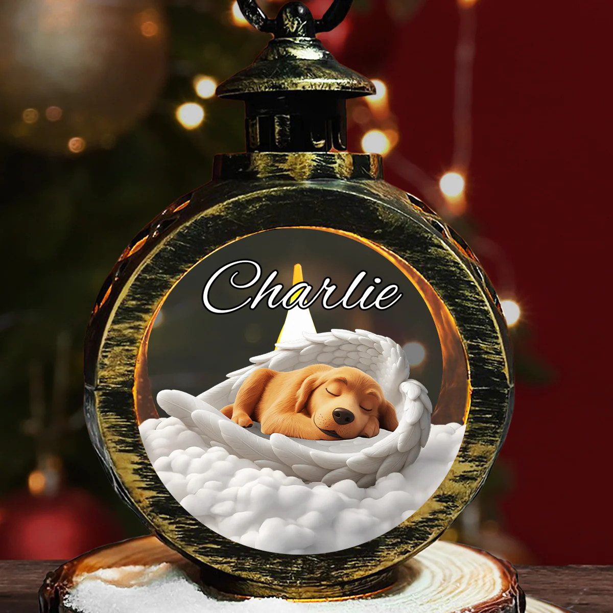 The Wings Of My Dog - Personalized Custom Christmas Lantern