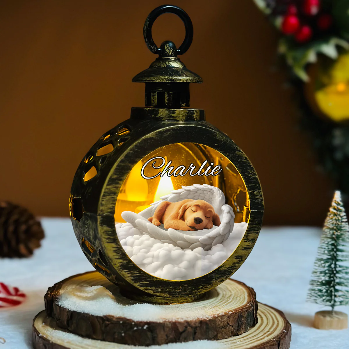 The Wings Of My Dog - Personalized Custom Christmas Lantern - Image 5