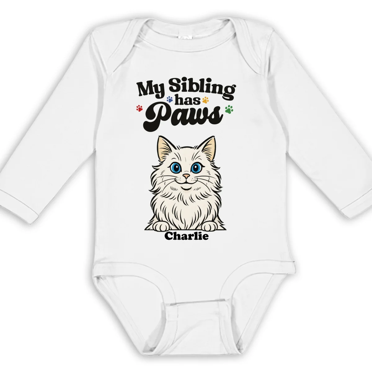 They Have Paws Cat Version - Personalized Custom Long Sleeve Baby Onesie - Image 5