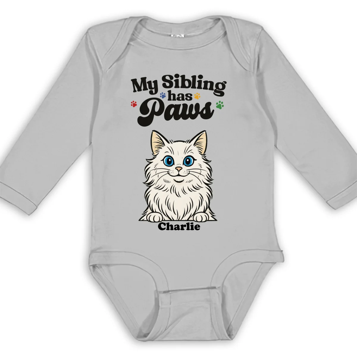 They Have Paws Cat Version - Personalized Custom Long Sleeve Baby Onesie - Image 6