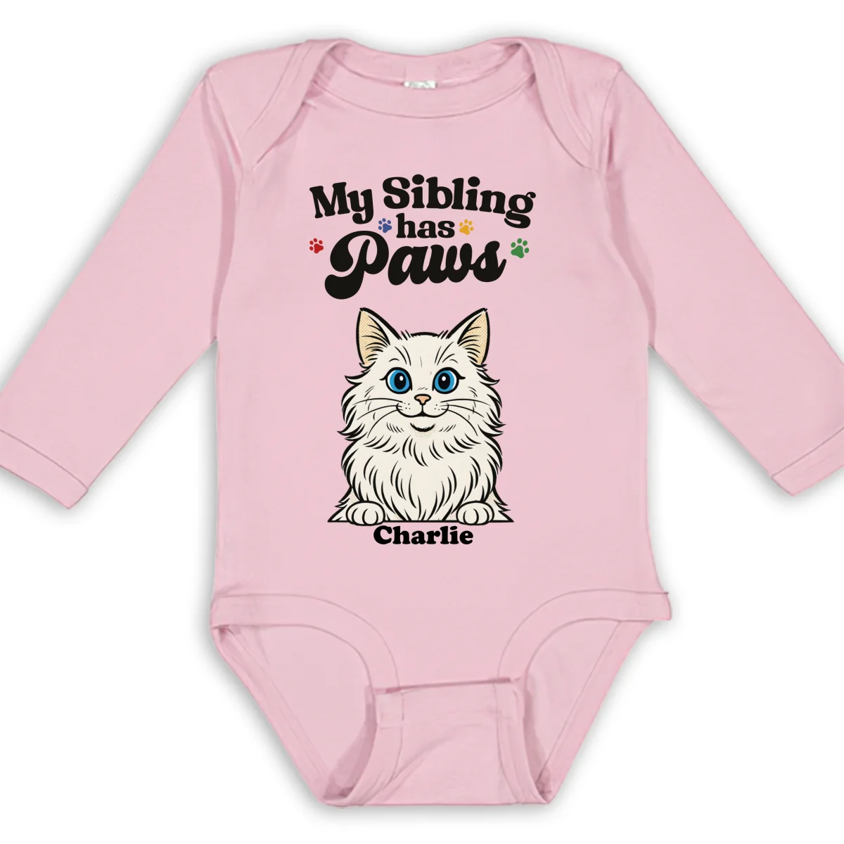 They Have Paws Cat Version - Personalized Custom Long Sleeve Baby Onesie - Image 8