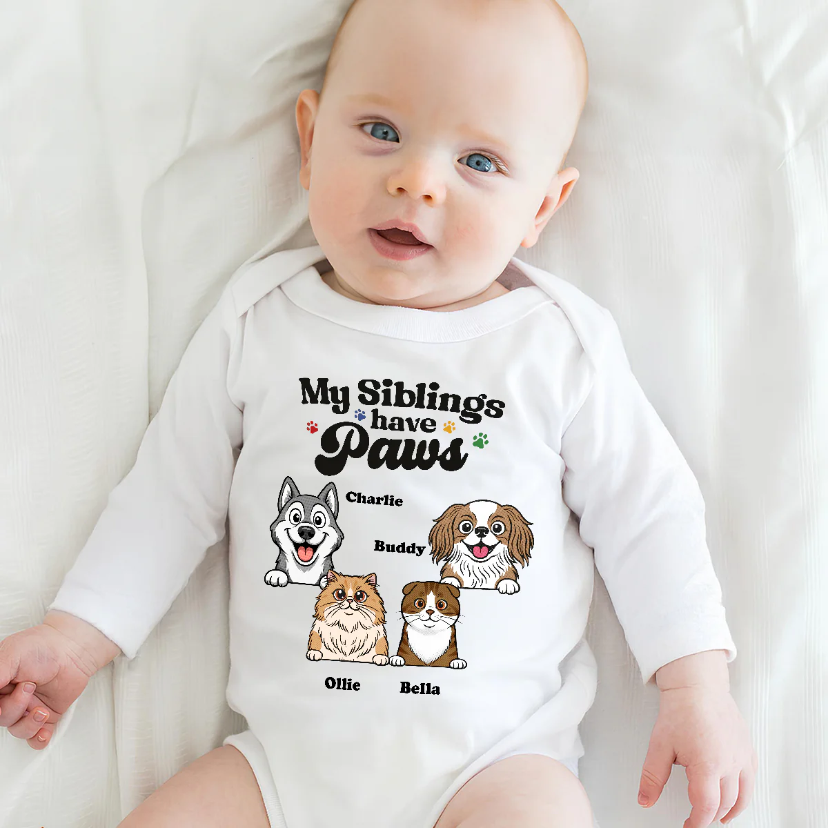 They Have Paws Pet Version - Personalized Custom Long Sleeve Baby Onesie - Image 4
